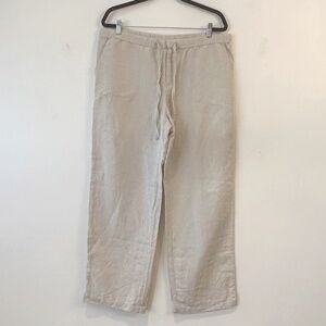 Liz Claiborne Easy Drawstring Pant Linen Cotton Relaxed Fit Comfy Airy